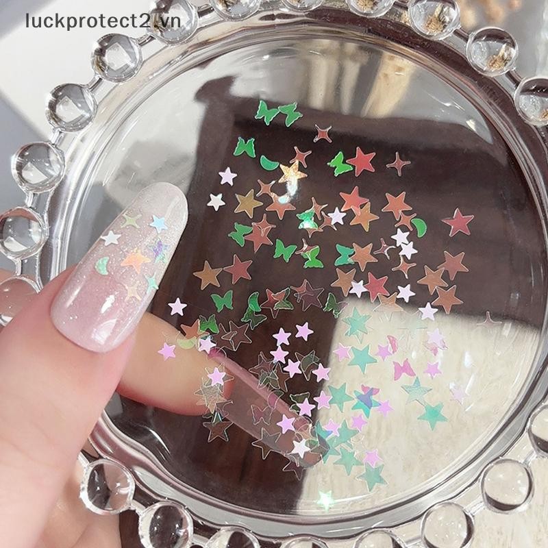 # luckpro # 1Box Nail Art Siêu Lấp Lánh Kim Sa Lấp Lánh Hình Ba Chiều Phía Bắc Móng Tay Nghệ Thuật Kim Sa Lấp Lánh Đèn Laser Flakes Sticker Phụ Kiện DIY Làm Móng Tay.