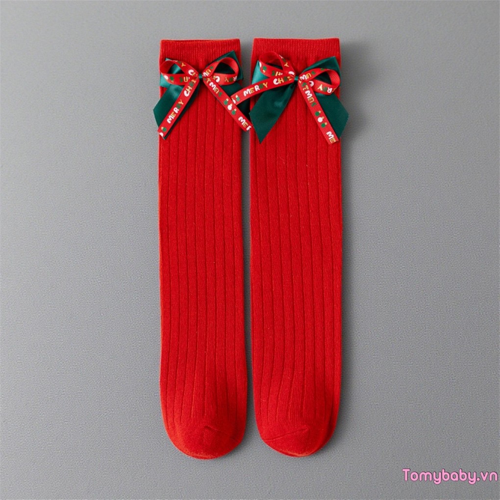 Giáng Sinh Trẻ Em Đầu Gối Cao Tất Ngày Lễ Hoạt Hình Ông Già Noel Họa Tiết Thời Trang Thoải Mái Tất Cho Bé Gái