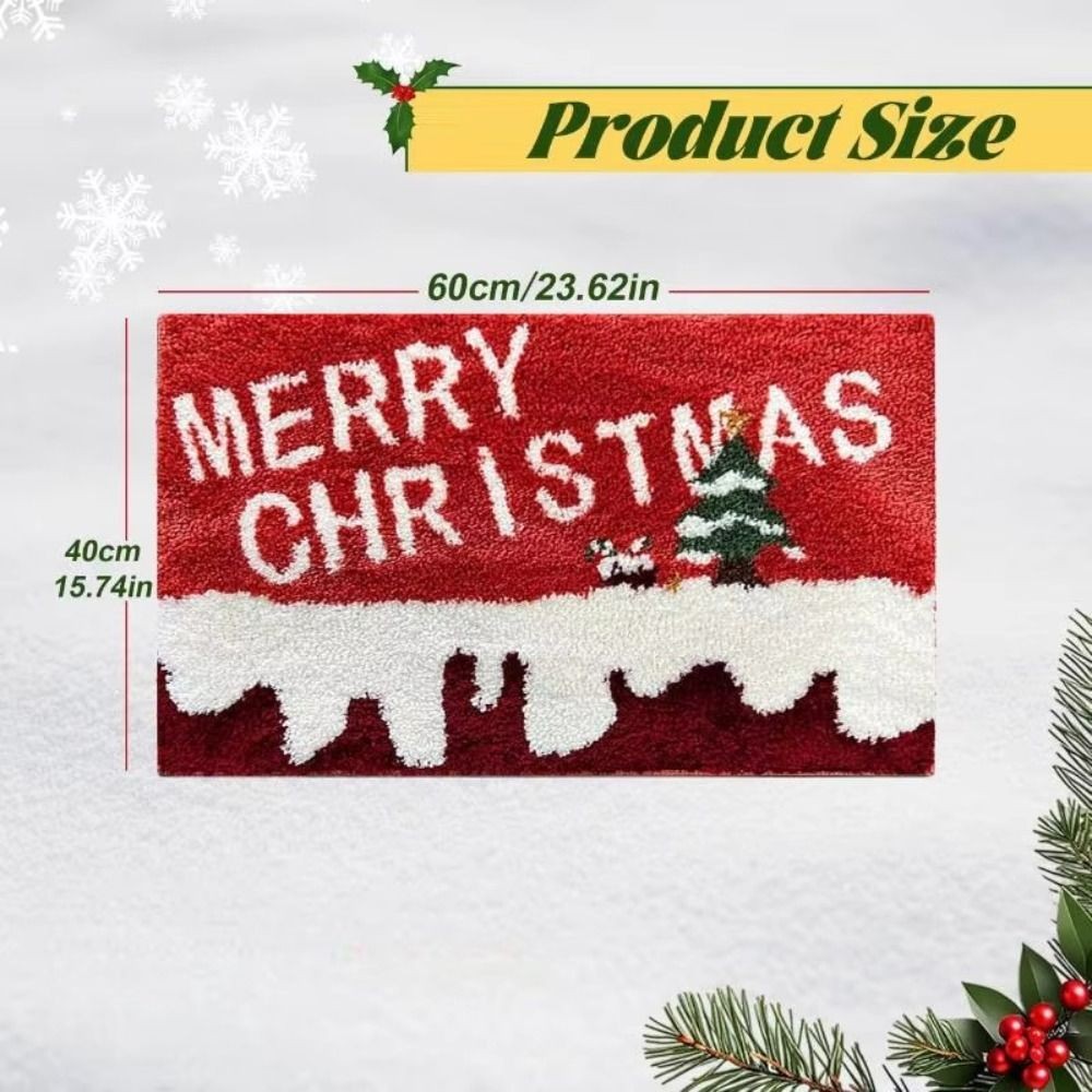 Thảm cửa Giáng sinh MARGREDY, Thảm phòng tắm trang trí Giáng sinh thiết kế ông già Noel, Tấm lót chống trượt thấm nước