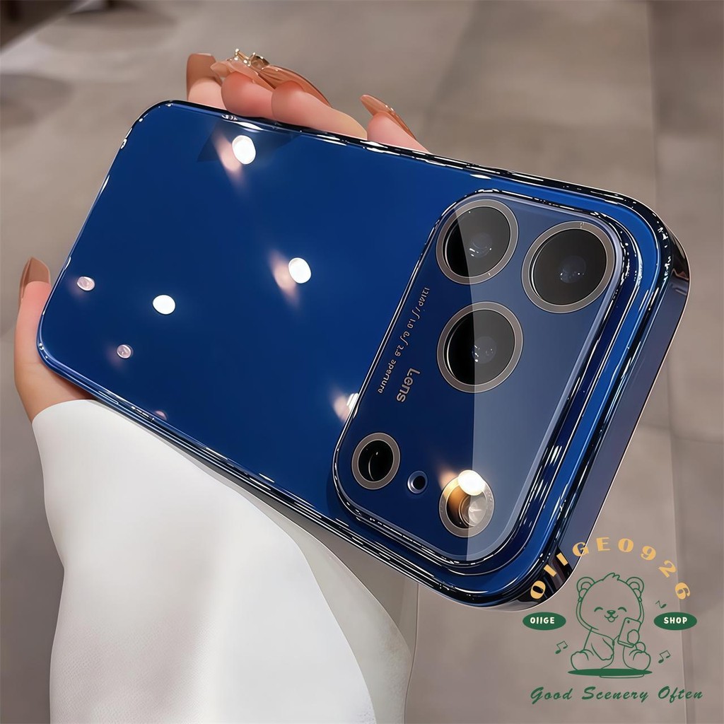 【 Ốp lưng iPhone17 】 Vỏ điện thoại mạ kính pha lê đá màu cam iphone17 Pro Max 16 15 14 13 cho vỏ iPhone Vỏ mềm silicon TPU chống sốc