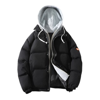 Áo khoác đệm Cotton có sẵn Áo khoác có mũ trùm đầu hai mảnh giả Áo khoác đệm dày Áo khoác thông thường hàng đầu