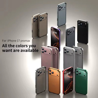 [JLK] Ốp Lưng Điện Thoại Kim Loại Hợp Kim Sang Trọng Cho iPhone 17 Air 16 Pro Max Miếng Lót Góc Silicon Chống Va Chạm Khung