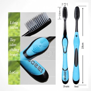 Bàn chải đánh răng than tre hoạt tính lông mềm BOSSI
