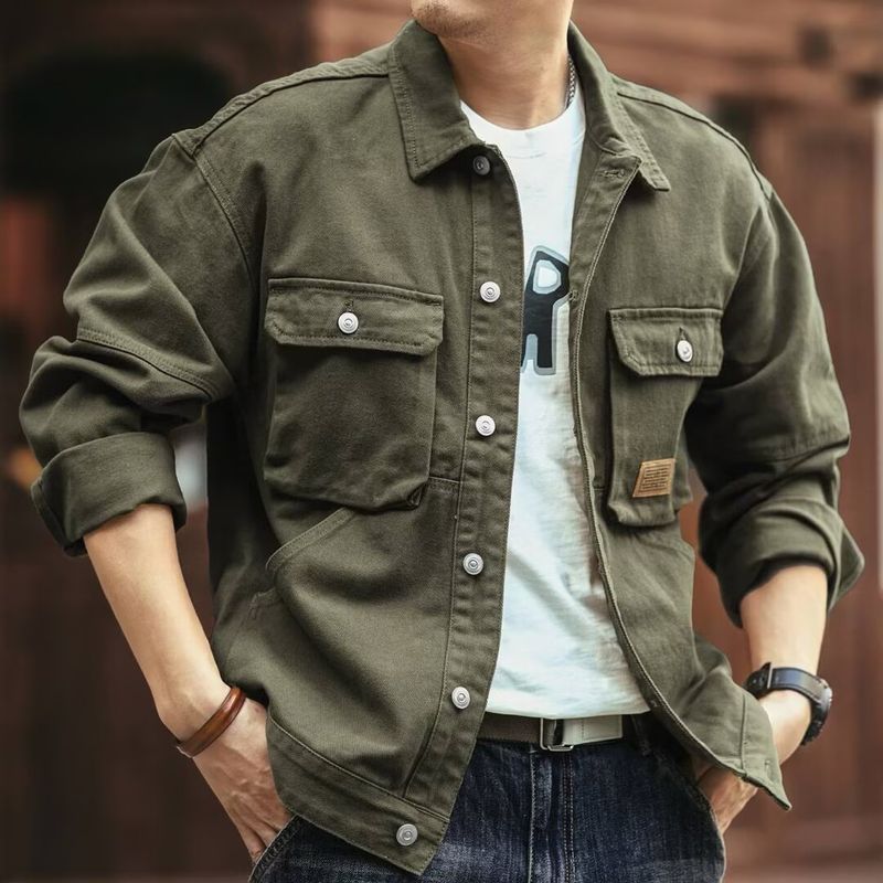 CGF Áo khoác Denim nam phong cách Mỹ , Áo khoác bảo hộ lao động mùa thu hợp thời trang