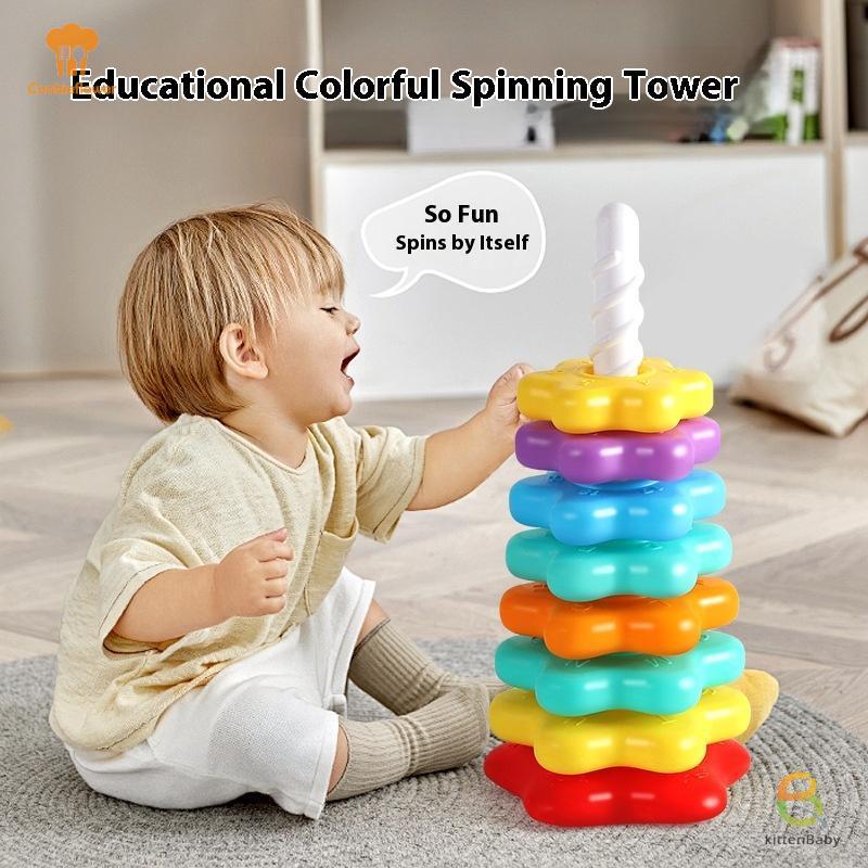 [Kitten-t] 1 Bộ Đồ Chơi Xếp Chồng Xoay Tháp Cầu Vồng Montessori Trẻ Em Phát Triển Kỹ Năng Vận Động Xếp Chồng Đồ Chơi Trò Chơi Quà Tặng Giáo Dục Mới