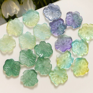 Đá Thủy Tinh Trong Suốt Mô Phỏng Lá Sen, Two-Tone Gradient - DIY Bông Tai & Mũ Đội Đầu