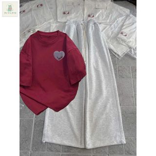 Tổng hợp quần  ống rộng chất da cá xám + mix áo phông form rộng tay lỡ unisex -TIM LOVE NGỰC-thubaquanao