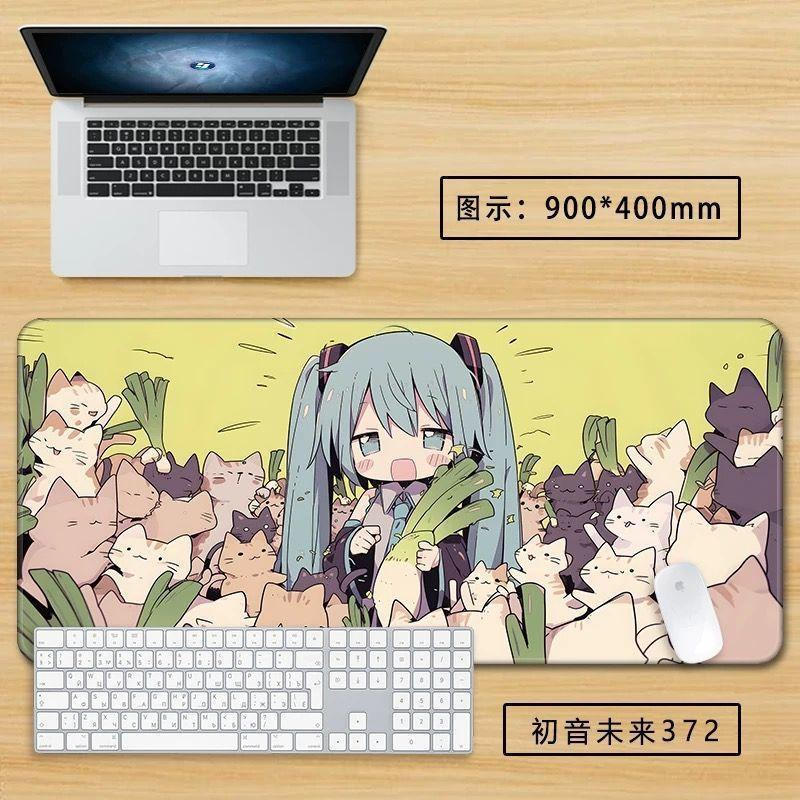 Miếng Lót Chuột Hatsune Miku Chibi - Thảm Để Bàn Lớn Phiên Bản Q Dễ Thương, Đế Chống Trơn Trượt Dày 3 Mm