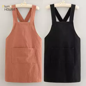 PlumHOUSE Nấu Ăn Cotton Tạp Dề Nhà Bếp Thoáng Khí Chống Mòn Người Lớn Eo Tạp Dề Chống Mọc Mềm Nhà Hàng Quần Áo Làm Việc Nhà VN