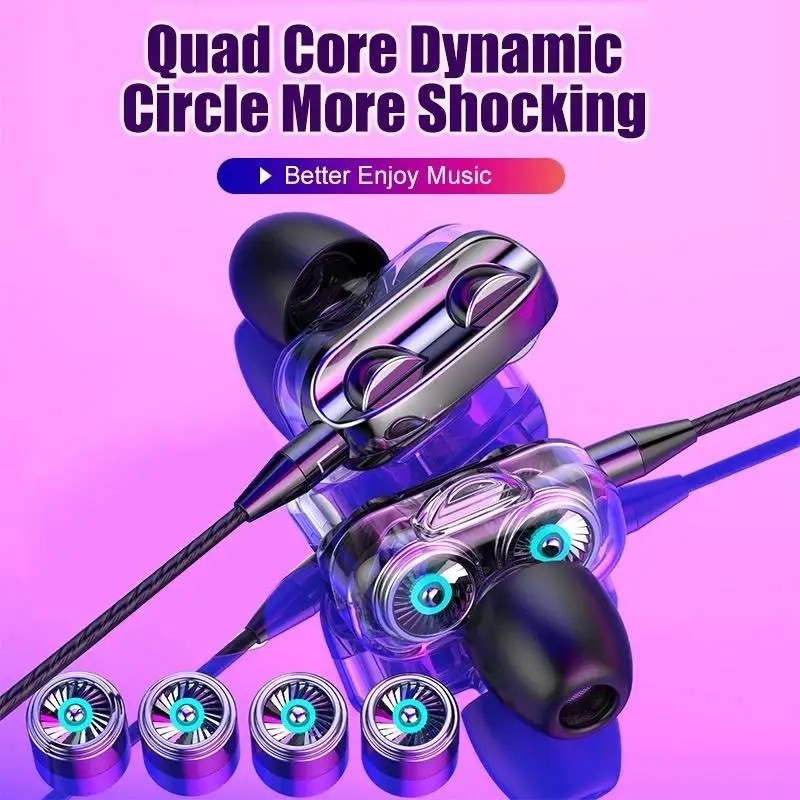 Tai nghe âm thanh nổi 3D Bass đục lỗ sâu cho tất cả các điện thoại thông minh Tai nghe nhét tai thể thao