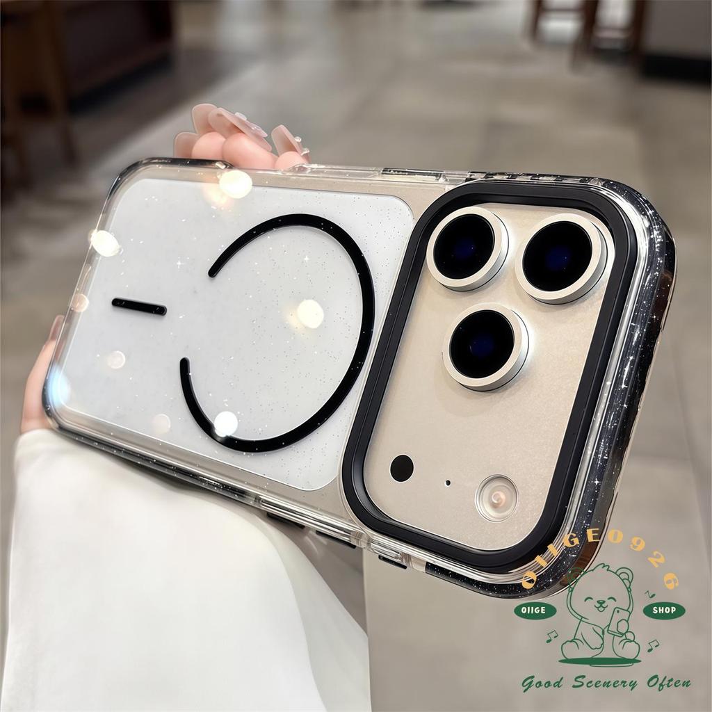 【 Ốp lưng iPhone17 】 Vỏ điện thoại từ tính lấp lánh túi khí màu cam iphone17 Pro Max 16 15 14 13 12 cho vỏ iPhone Vỏ mềm silicon TPU chống sốc