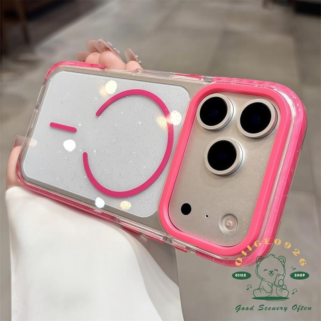 【 Ốp lưng iPhone17 】 Vỏ điện thoại chống rơi từ tính lấp lánh màu cam iphone17 Pro Max 16 15 14 13 12 cho vỏ iPhone Vỏ mềm silicon TPU chống sốc