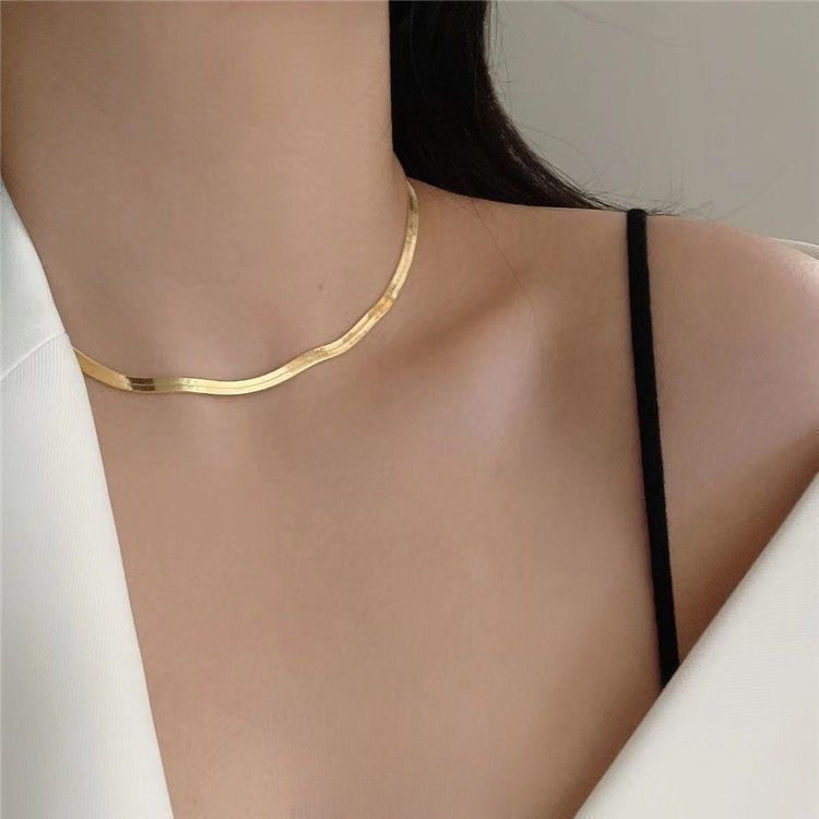 Xương Cá Dây Xích Vòng Cổ Choker Cho Nữ Dainty Tối Giản Rắn Dây Chuyền Vòng Cổ Lớp Hàng Ngày Trang Sức