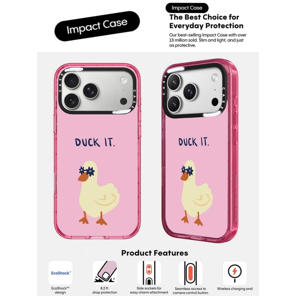 CASECASE X Kính Mát Vịt Hồng Fizz Màu Trong Suốt Cứng Hút Từ Tính Tác Động Dành Cho Apple IPhone 12 13 14 15 16 17 Pro Max Air Plus Có Hộp