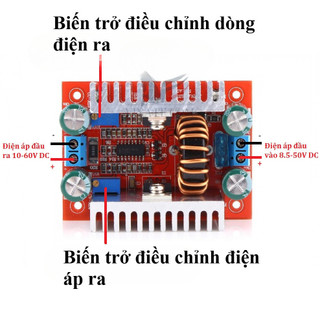 【Hỷ】Mạch BOOST DC-DC Nâng Áp 400W – Điện Áp Vào 8V–50V, Ra 10V–60V, Có Chiết Áp Điều Chỉnh, Dòng Tối Đa 15A