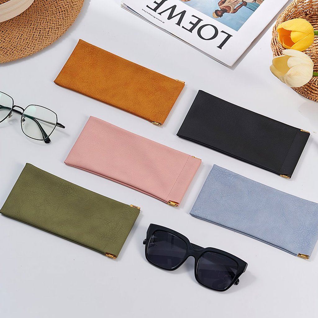 Bao da đựng mắt kính, hộp đựng mắt kính có lót nhung chống trầy, nắp nam châm tự đóng - FE123