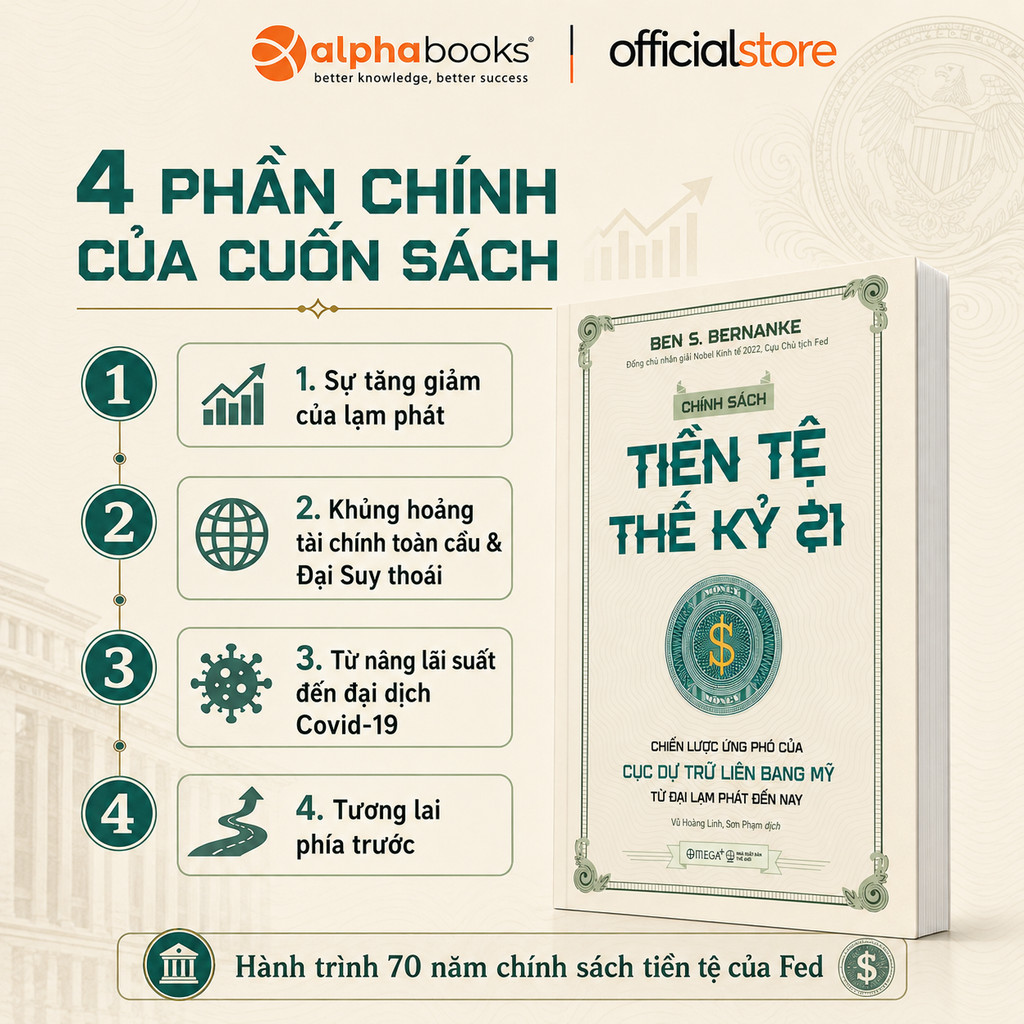 Sách: Chính Sách Tiền Tệ Thế Kỷ 21 - Ben S. Bernanke (Omega Plus)