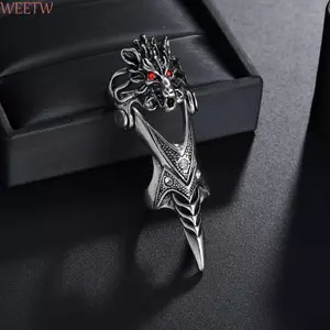 WEETW Nhẫn Rồng Hợp Kim Đơn Giản Cá Tính Punk Nhẫn Ngón Tay Gothic Hip Hop Nữ Knuck Nhẫn