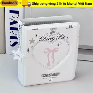 Album Thẻ BAMBOOB, Chất Kết Dính Photocard Nơ Tình Yêu Mini 3 Inch, Pudding puppy PVC Với 16 Trang Nội Bộ Thẻ Thần Tượng Thu Thập Sách