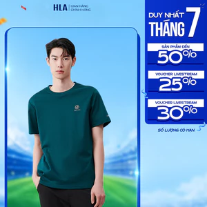 Áo Thun Nam HLA Ngắn Tay Trơn Basic In Nhiệt, Cotton Thoáng Khí, Co Giãn Thoải Mái