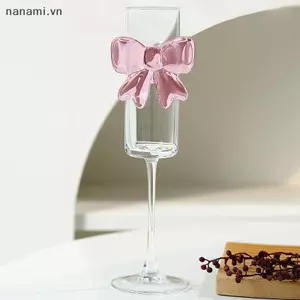 Kính cao sâm panh nơ màu hồng sáng tạo Kính lấp lánh cho bữa tiệc gia đình ngày lễ và đám cưới [VN]