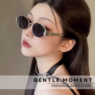[KOL Live] Kính râm gọng oval kim loại GENTLE MOMENT kính mát chống tia UV thời trang nam nữ phong cách ngầu GMT936