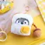 FUJIOU Bữa Sáng Series Chim Cánh Cụt Mặt Dây Chuyền, Bánh Mì Sữa Sang Trọng Ví Đựng Tiền Xu, Xúc Xích Di Động Túi Đựng Tai Nghe Trứng Chiên Squeak Móc Khóa Cô Gái