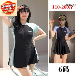 Giao hàng nội địa từ Việt Nam Đầm Bơi Một Mảnh Nữ Váy Modest Tay Ngắn Plus Size XL-6XL 0529