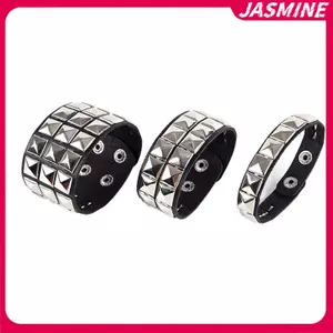 JASMINE Độc Đáo Đinh Tán Đinh Tán Rộng Còng Punk Gothic Ro Unisex Lắc Tay Vòng Tay Nam Trang Sức JASMINE