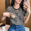 Đi Chơi t Phụ Nữ Mang Thai Confinement Mẹ Áo Sơ Mi Điều Dưỡng Quần Áo Cay Top Sọc Tay Ngắn Sau Sinh Cơ Sở