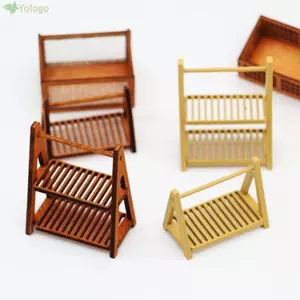 Nhà búp bê YOLOGO Thu nhỏ, Kệ gỗ hai lớp 2 màu, Nội thất mô phỏng 43 * 24 * 57mm Trang trí nhà búp bê