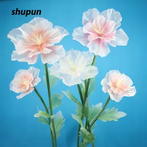 SHUPUN Đầu Hoa Lớn, Cánh Hoa Lông Tơ Gạc Khổng Lồ Hoa Đào Nhân Tạo, Cảnh Quan Đám Cưới 30 / 40 / 50cm Đạo Cụ Sợi Hoa Trang Trí Sân Vườn Nhà