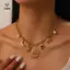 Mặt dây chuyền hình mặt trăng sao biển hợp thời trang Charm Nelace Tuyên bố bằng thép không gỉ Dây chuyền vàng Trang sức thời trang mạ PVD [Mina]