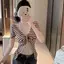 Áo thun ngắn tay sọc hai mảnh Pure Desire Style giả dành cho nữ mùa hè ren dây cổ chữ V Slim-Fit Slimm