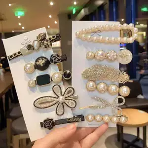 Kéo Lông Gấu Ngọc Trai Thu Đông Vàng Cô Gái Bên Kẹp Tóc Kẹp Phẳng Kẹp Mỏ Vịt Kẹp Phụ Kiện Tóc VCRM