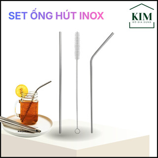 Bộ 2 Ống Hút Inox Thân Thiện Môi Trường Kèm Cọ Vệ Sinh Tiện Lợi An Toàn Sức Khỏe Đủ Kích Thước 21.5cm 24.5cm