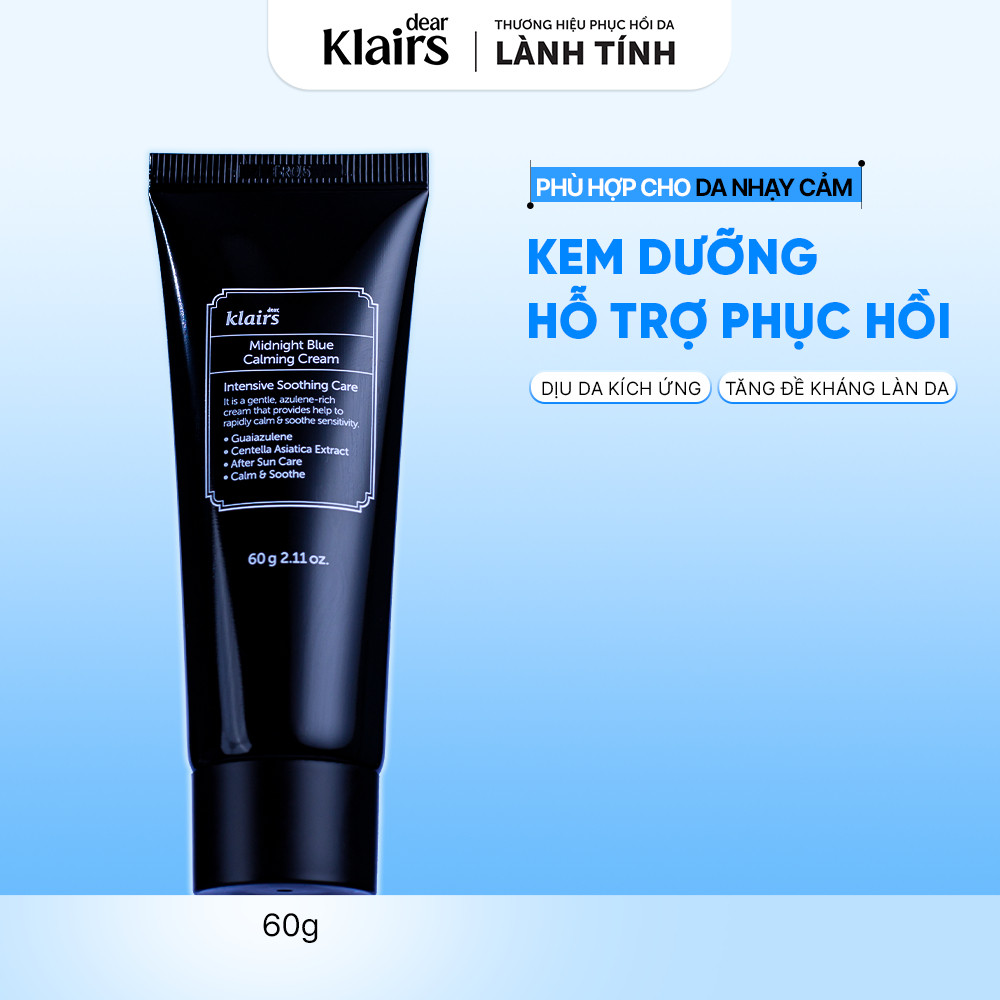 Combo Nước hoa hồng Dear, Klairs Supple Preparation Unscented Toner 180ml + Kem dưỡng Midnight Blue Calming 60g [FS]