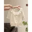 Phong cách Pháp Thiết kế sang trọng Cảm giác áo sơ mi xù rỗng Thời trang thời trang Niche Ren ngắn Top