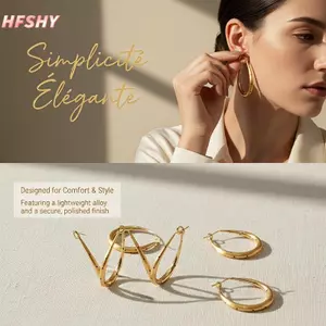 HFSHY Cá Tính Kim Loại Hình Bầu Dục Vòng Bông Tai Tối Giản Chấm Bi Hình Học Thời Trang Trang Trang Sức Cho Nữ Tiệc Văn Phòng VN
