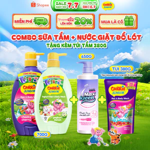 COMBO Nước Giặt Đồ Lót MaxKleen Lingerie Wash Kháng Khuẩn 650g và Sữa Tắm cho bé Carrie Junior 700g