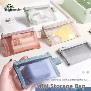 1 Túi đựng lưới dây kéo Mini cầm tay Ví đựng tiền xu Lưới vuông nhỏ Ví đựng tiền xu Túi đựng tiền xu Túi đựng đồ du lịch có khóa kéo EMKK