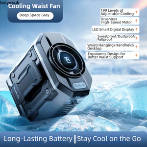 Quạt treo cổ LACYESUK, Quạt gắn thắt lưng có thể đeo mạnh mẽ, Màn hình LED sạc USB di động rảnh tay Quạt kẹp thắt lưng Hoạt động ngoài trời