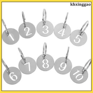 10 Chiếc Thẻ Chìa Khóa Đánh Số Kim Loại Bạc Nhẹ Cho Chìa Khóa Và Túi khxinggao