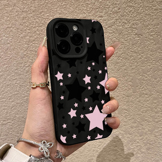 Ốp Lưng IPhone 13 15 11 17 16 12 14 ProMax  Họa tiết sao đen hồng toàn nền 7 8Plus XR X XS Max