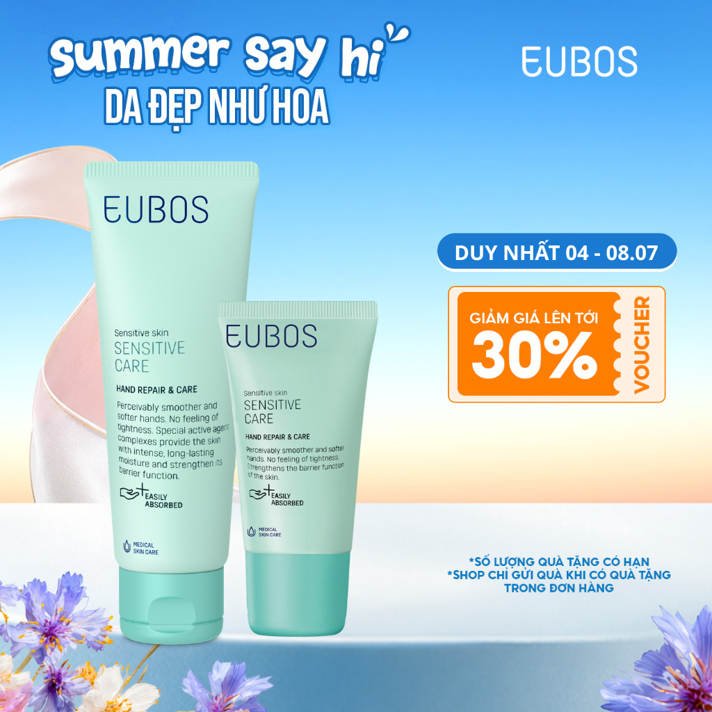 Combo 2 Kem Dưỡng Da Tay và Móng EUBOS Giúp Mềm Mịn, Dưỡng Ẩm Phù Hợp Cho Da Nhạy Cảm 25ml Và 75ml