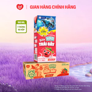 Sữa trái cây KUN vị dâu thùng 48 hộp x 180ml