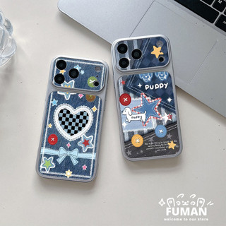 Ốp Điện Thoại Quần Jean Trái Tim Dễ Thương Cho Samsung Galaxy S26 S25 Edge S24 S23 S22 S21 S20 FE Lite Plus Note 20 Ultra 5G 4G Ngôi Sao Sang Trọng Da PU Puppy Vỏ Mềm