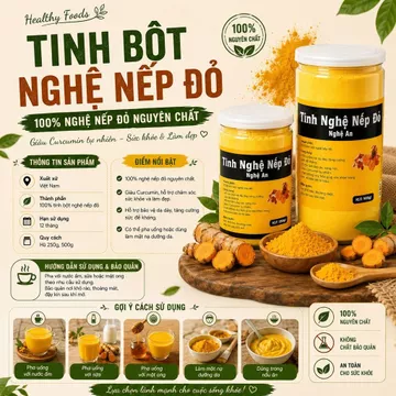 Tinh Bột Nghệ Nếp Đỏ 250G/500G Phố Núi Store | Nghệ Nếp Đỏ Tự Nhiên, Bột Nghệ Nguyên Chất