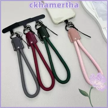 Dây buộc kẹp điện thoại CKHAMPH, Dây đeo điện thoại bằng da Pu bằng Nylon, Dây đeo điện thoại cổ tay thời trang sang trọng Kawaii Phụ kiện điện thoại