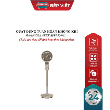 QUẠT ĐỨNG TUẦN HOÀN KHÔNG KHÍ SUNHOUSE APEX APF7320GY, Điều khiển cảm ứng, điều khiển từ xa, chiều cao linh hoạt